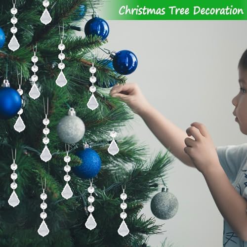 Crystal Christmas Ornaments - 30 Pcs Hanging Maple Leaf Decorations