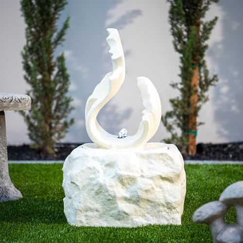 XBrand 25 in H White Stone-Look Fountain with LED Light