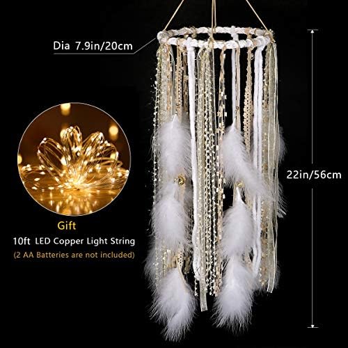 Large Light Up Dream Catcher with Golden Lace and Bells