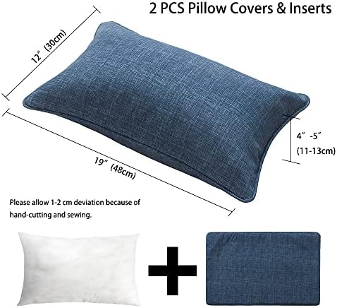 Magpie Fabrics Waterproof Rectangular Throw Pillow Pack of 2 Navy Textured