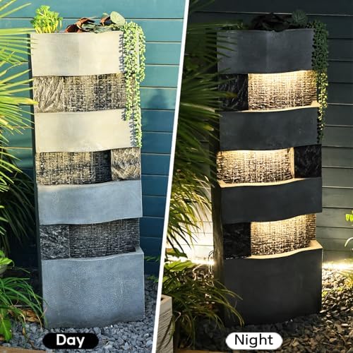 405H Freestanding Garden Water Fountain with LED Lights
