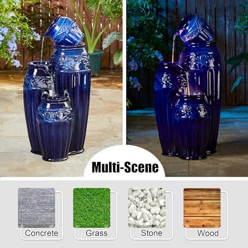 Glitzhome 355 H Freestanding Fountain with LED Lights and Pump