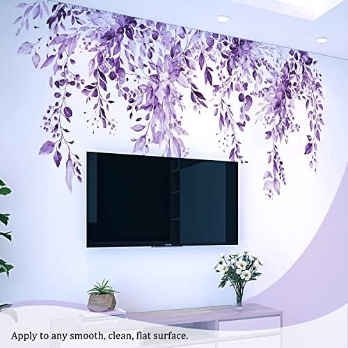 Purple Plants Leaves Wall Decals Peel and Stick