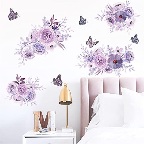 ROFARSO Purple Peony Wall Sticker Decal
