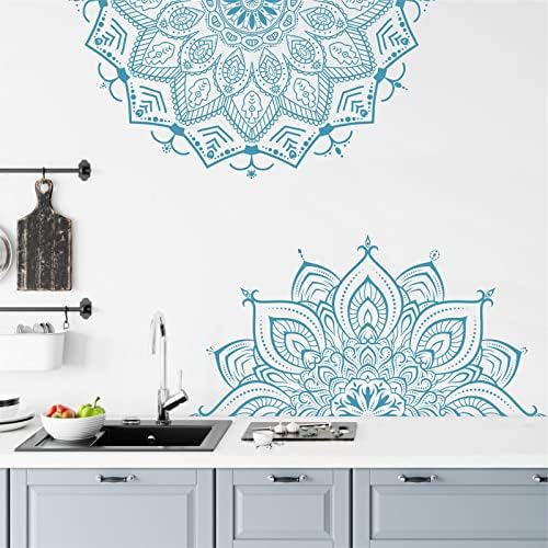 Kazova Mandala Wall Decals Blue Design for Bedroom Decor