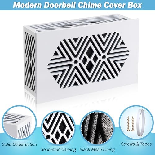 Saillong Wood Doorbell Chime Cover Box - White Universal Decorative