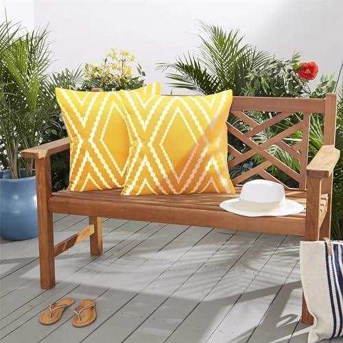 Adabana Waterproof Throw Pillow Covers Set of 2 Boho Yellow and White