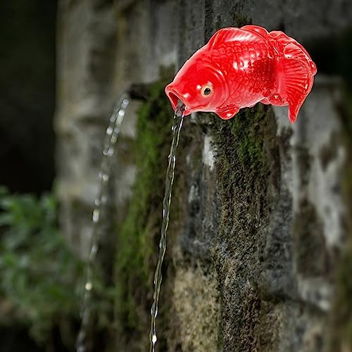 Yardwe Carp Fish Fountain Spitter Decorative Pond Statue