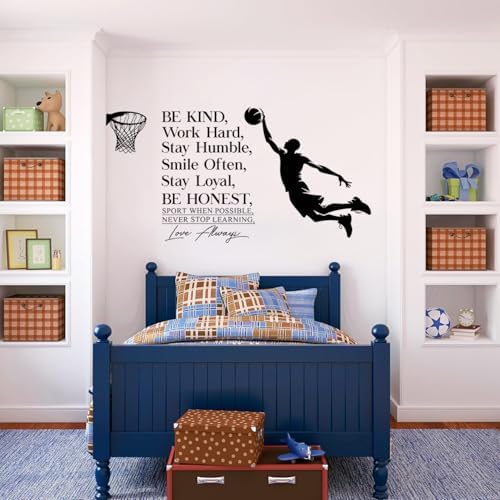 Basketball Player Motivational Wall Decals Peel and Stick Decor