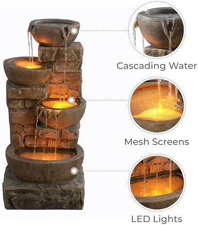 Teamson Home 3327 Inch Freestanding Water Fountain with LED Lights