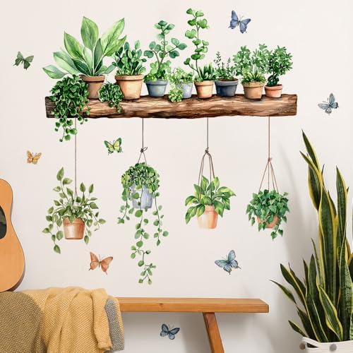 iMagitek 3D Potted Green Plant Wall Decals