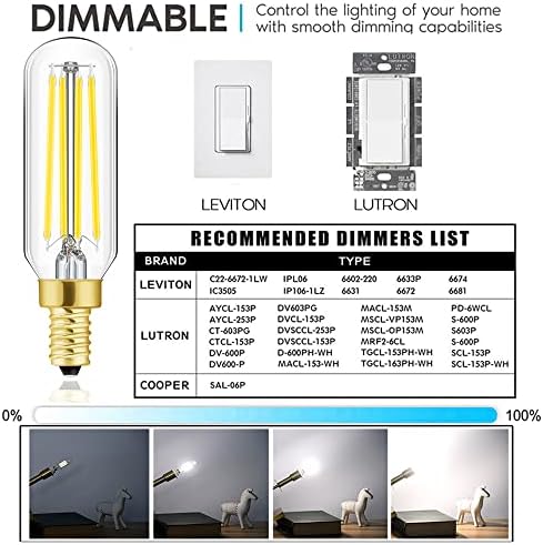Leools E12 LED Dimmable 8W Equal 100W Daylight Bulb 4000K 6Pack