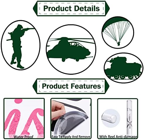 PLIGREAT 20 Pcs Military Wall Stickers Peel and Stick