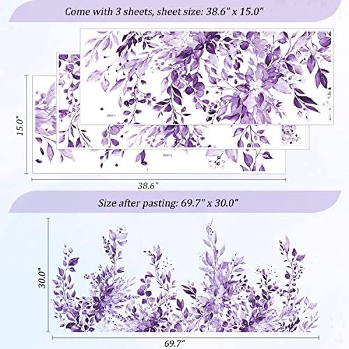Purple Plants Leaves Wall Decals Peel and Stick