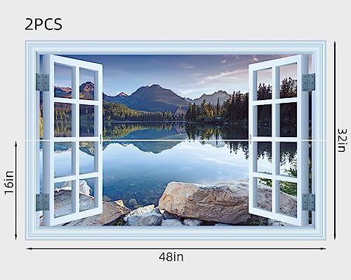FLFK Fake Window Wall Mural Set of 2 48x32