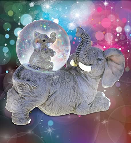 Cota Global Elephant Snow Globe - Pink Glitter Elegant Design 45mm