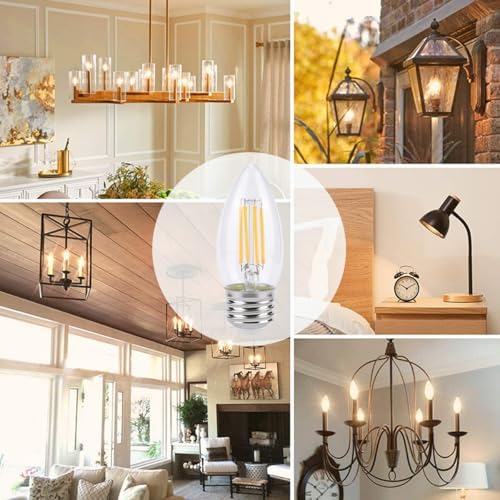 KINUR E26 LED Candelabra Light Bulbs 4W 10Pack Warm White