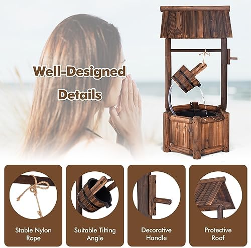 Tangkula 46 Inch Freestanding Wood Water Fountain