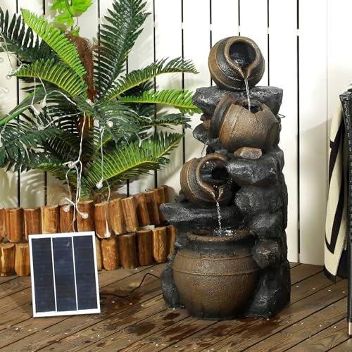 Outsunny 283 Inch Solar Powered Water Fountain with LED Lights