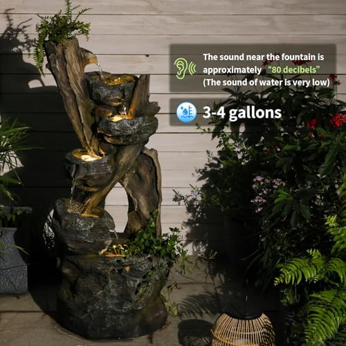 Takamota 437 Inch 5-Tier Cascading Waterfall Fountain with LED Light