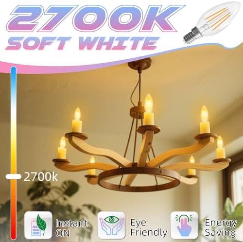 GvvooHome 6W E12 Candelabra LED Bulbs 6 Pack