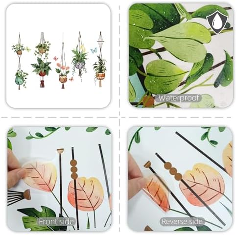 Green Hanging Potted Wall Stickers for Boho Decor