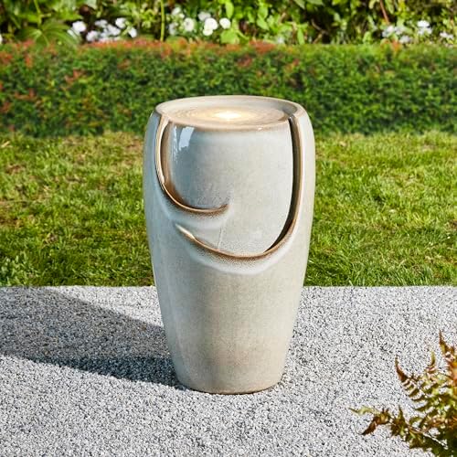 Glitzhome 2125 H Ceramic Fountain with LED Light and Pump