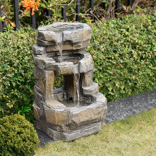 Kalona 3-Tier Outdoor Water Fountain with LED Lights