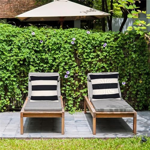 2 Pack Waterproof Pillow Covers Striped Black White 18x18 Inch