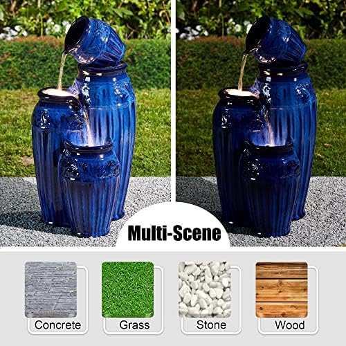 Glitzhome 2725 H Outdoor Garden Water Fountain with LED Lights and Pump