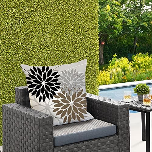 DFXSZ Geometric Pillow Covers Set of 2 Waterproof Black Brown 20x20 Inch