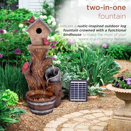 Alpine Corporation ZEN882SLR 32 Inch Solar Birdhouse Fountain