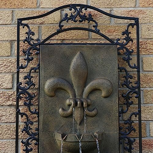 Sunnydaze French Lily 33-Inch Polystone Wall Fountain