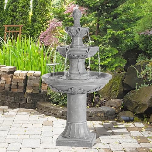TOBYUL Italian Style 3-Tier Water Fountain - 484H Gray