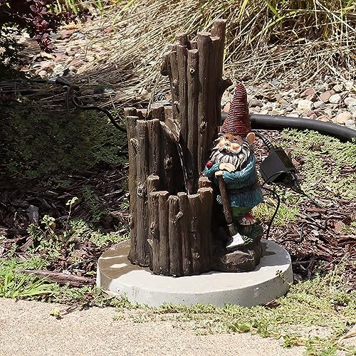 Sunnydaze 17-Inch Resting Gnome Water Fountain with LED Light