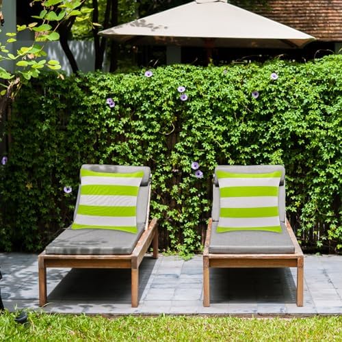 4 Pack Green White Waterproof Pillow Covers for Outdoor Use