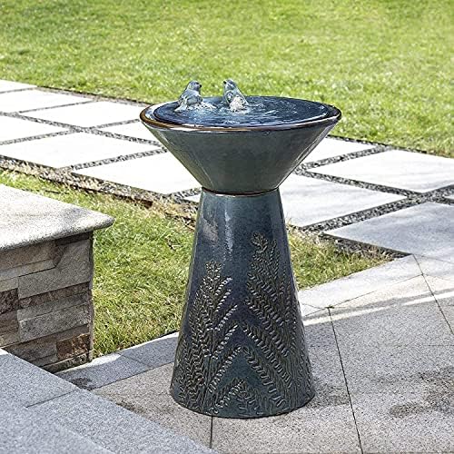 Glitzhome 275 Inch H Outdoor Garden Water Fountain with LED Light and Pump