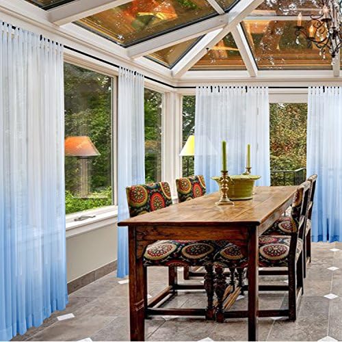 Macochico Blue Gradient Sheer Curtains 52W x 96L
