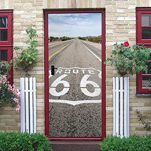 Route 66 Door Sticker Vinyl Wall Mural Peel and Stick