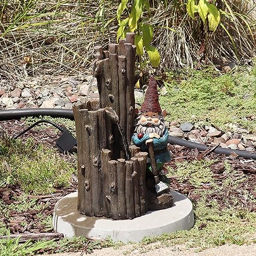 Sunnydaze 17-Inch Resting Gnome Water Fountain with LED Light