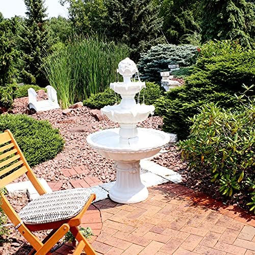 Sunnydaze 52-Inch 3-Tier Outdoor Water Fountain with Fruit Top - White
