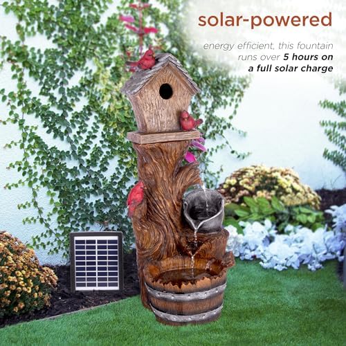 Alpine Corporation ZEN882SLR 32 Inch Solar Birdhouse Fountain