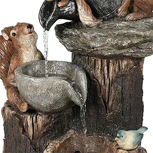 SUNESA Tabletop Fountain Resin Squirrel Family Outdoor Garden Decoration