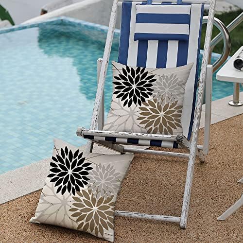 DFXSZ Geometric Pillow Covers Set of 2 Waterproof Black Brown 20x20 Inch