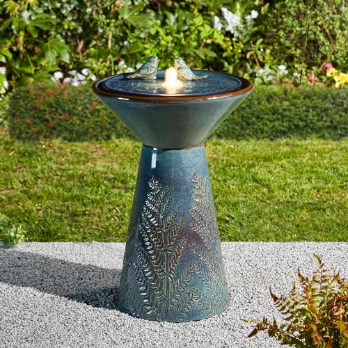 Glitzhome 275 Inch H Outdoor Garden Water Fountain with LED Light and Pump