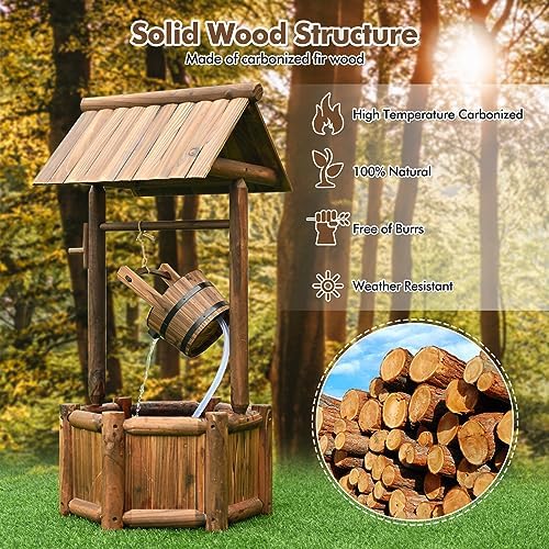 Tangkula 46 Inch Freestanding Wood Water Fountain