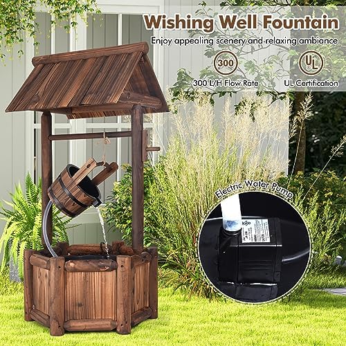 Tangkula 46 Inch Freestanding Wood Water Fountain