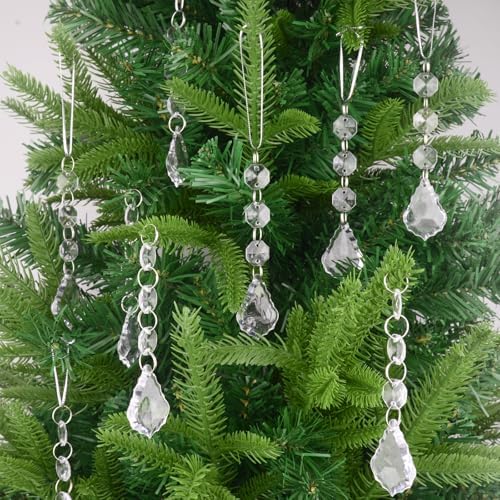 Crystal Christmas Ornaments - 30 Pcs Hanging Maple Leaf Decorations