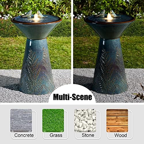 Glitzhome 275 Inch H Outdoor Garden Water Fountain with LED Light and Pump