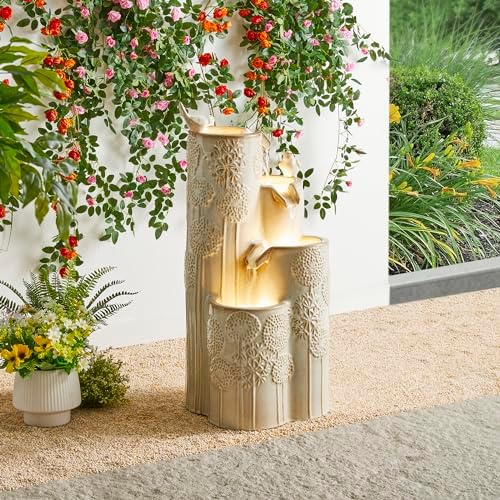 Glitzhome 3175 H Outdoor Water Fountain with LED Lights and Pump